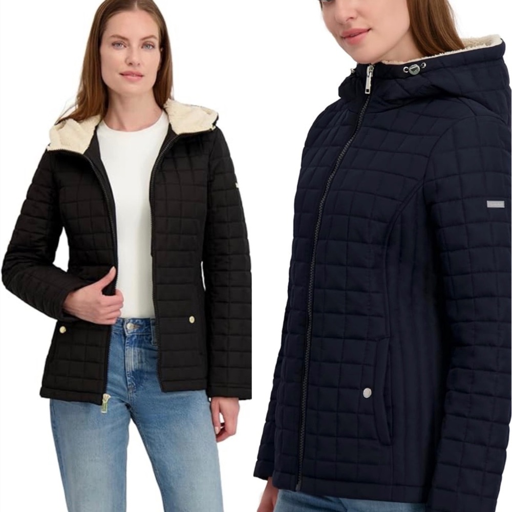 Laundry by Shelli Segal Women's Short Quilted Black Size Small Faux Shearling